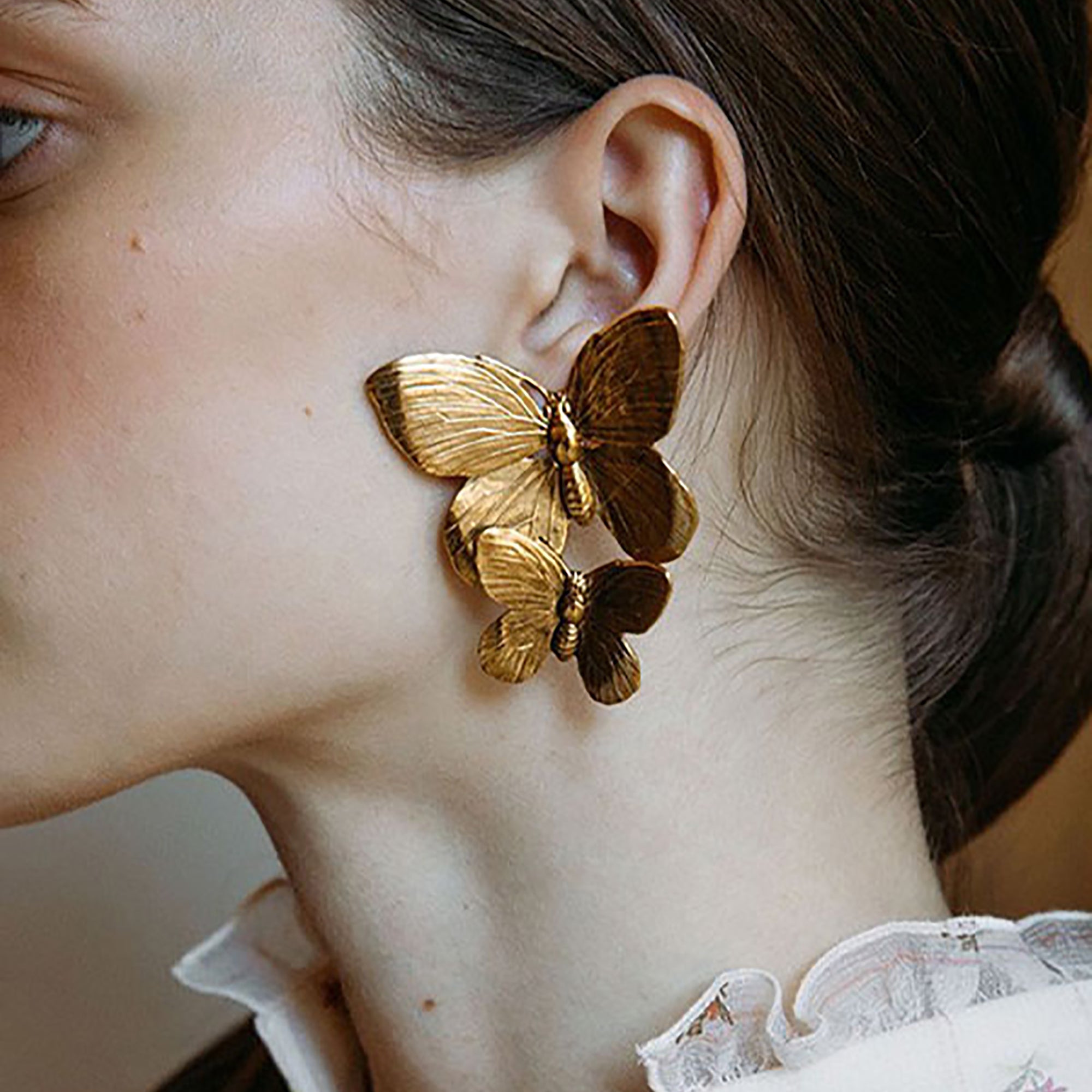 18K Gold Plated Chunky Butterfly Earrings