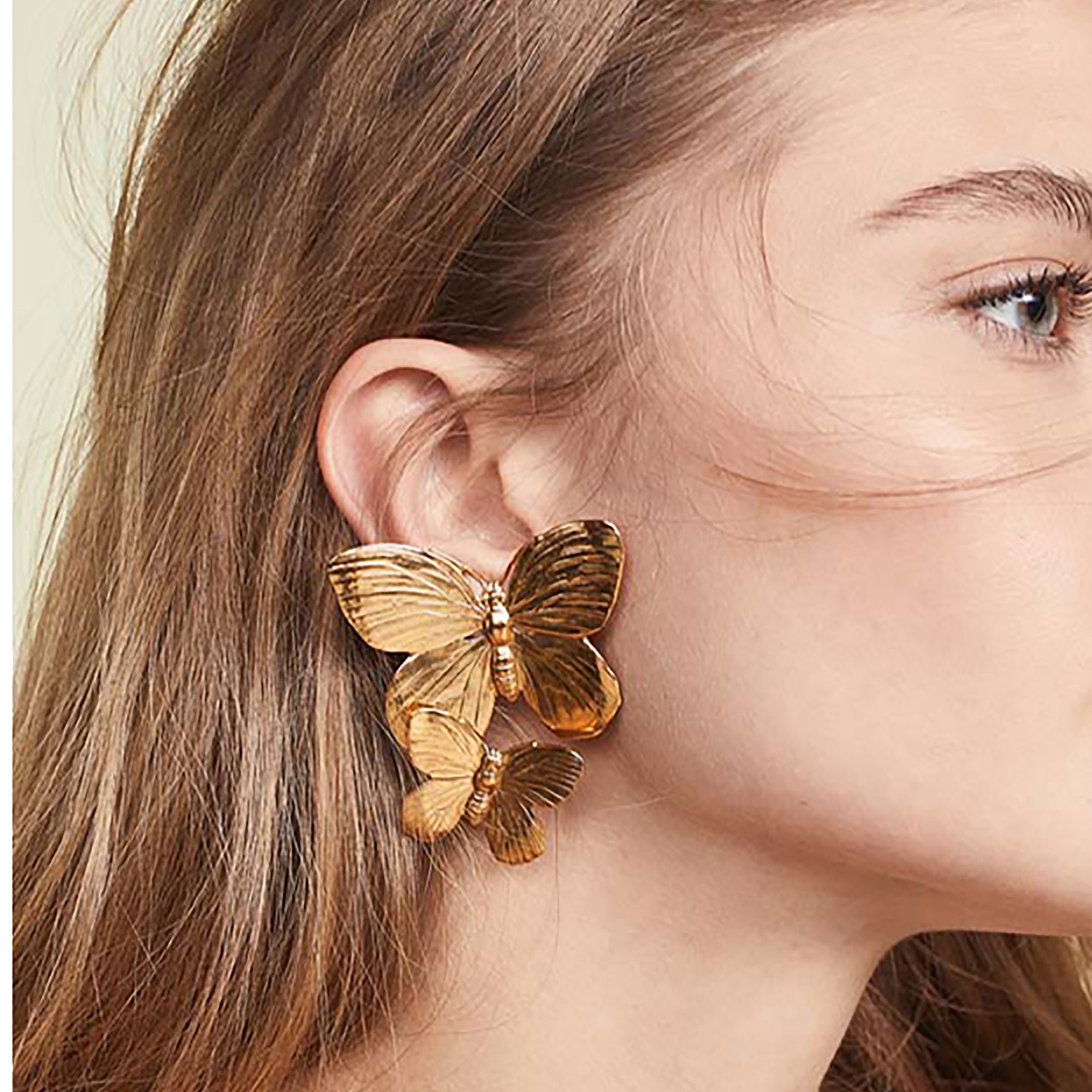 18K Gold Plated Chunky Butterfly Earrings