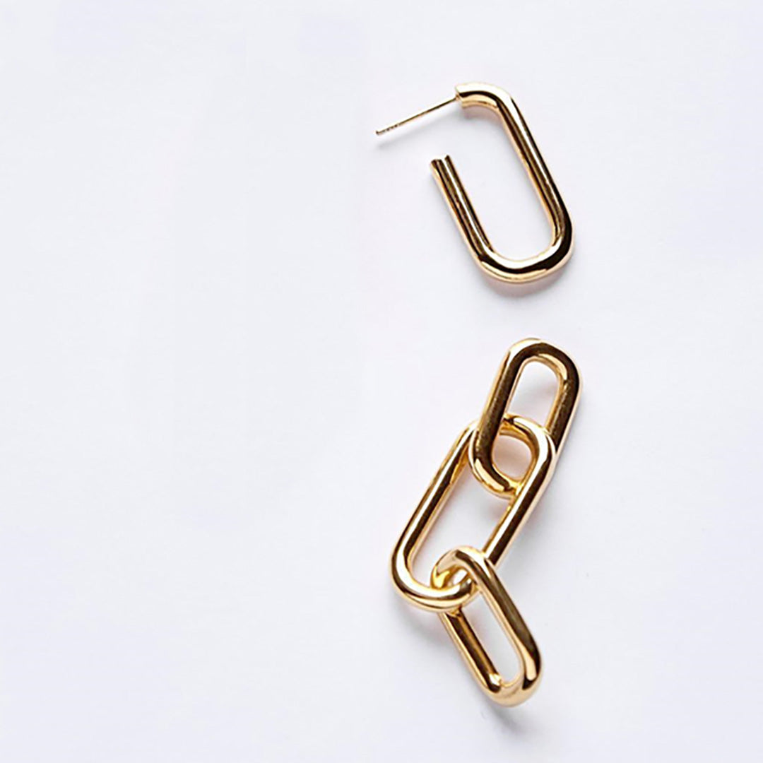 Gold / Sterling Silver Dipped Metal Chain Hoop Earrings (single / pair)
