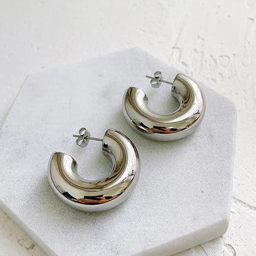 Stainless Steel Simple Hoop Earrings