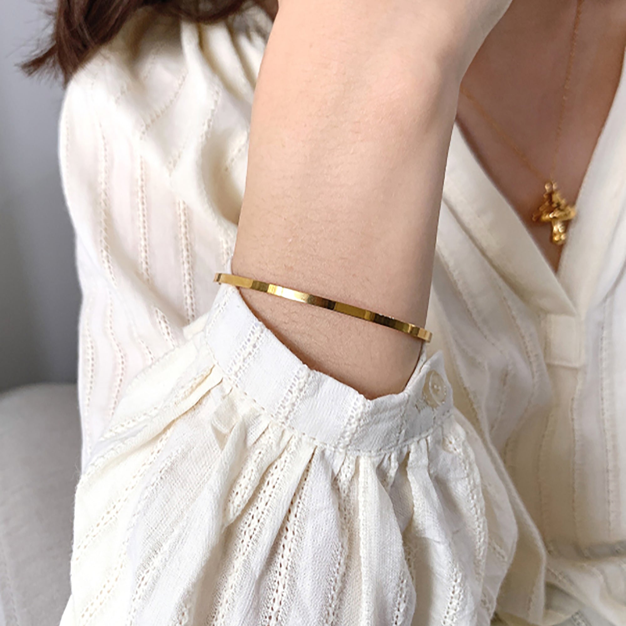 2 in 1 18K Gold Plated Simple Bangle Bracelet Valentine Day Gift Mother's Day