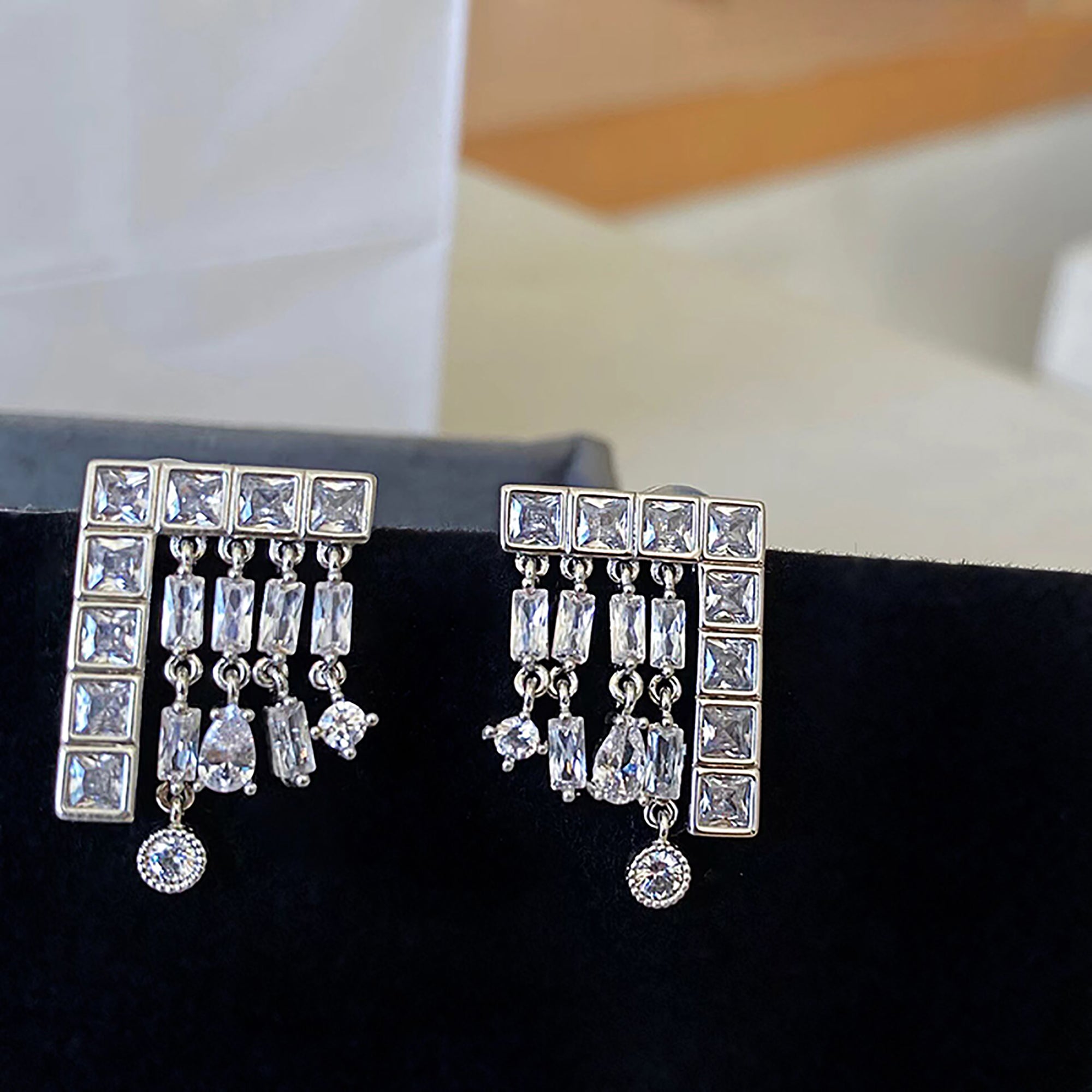 White Gold Plated with CZ Dangle Stud Earrings Gift Party wedding valentine's Day Anniversary