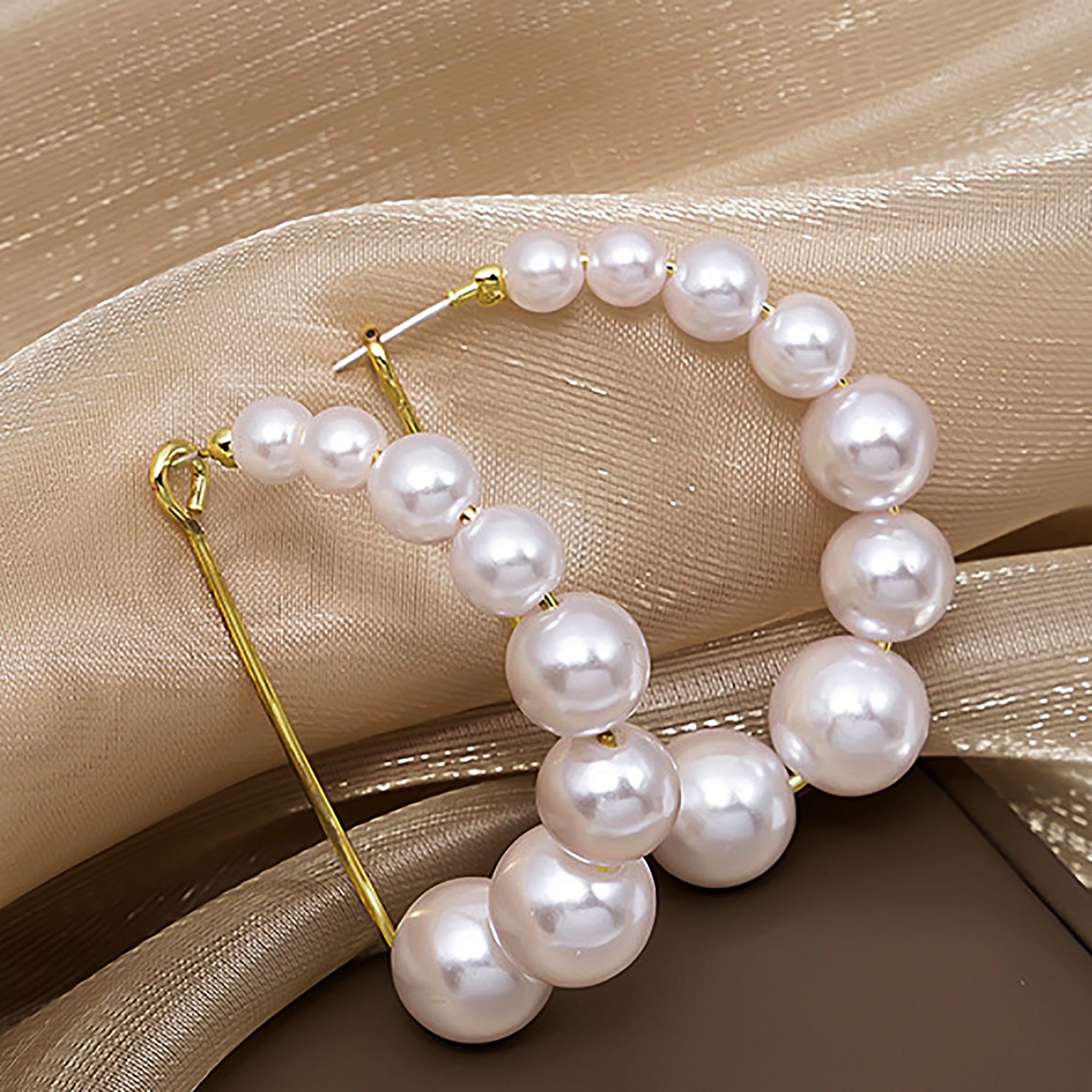 18K Gold Plated Pearl Hoop Earrings gift wedding party birthday anniversary