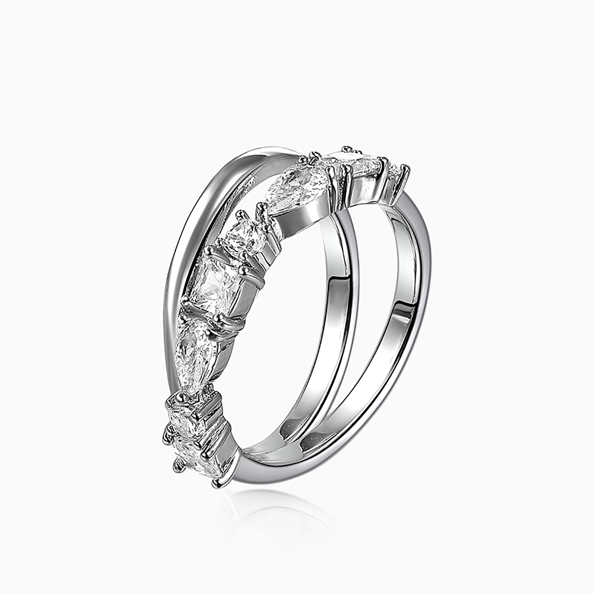 White Gold Plated CZ Cage Ring gift
