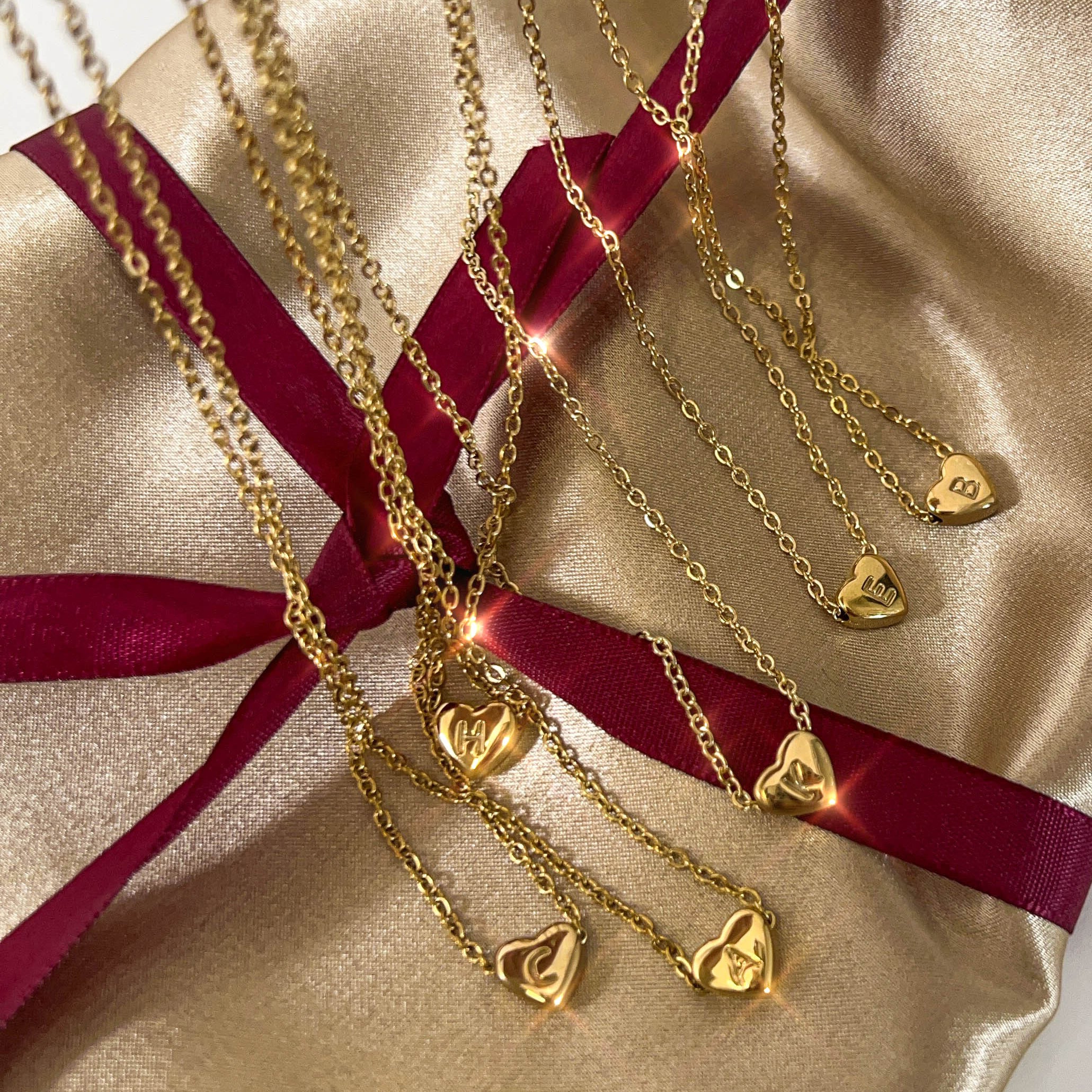 14K Gold Plated Letter Heart Pendant Necklace Choker gift holiday season birthday valentine anniversary wedding