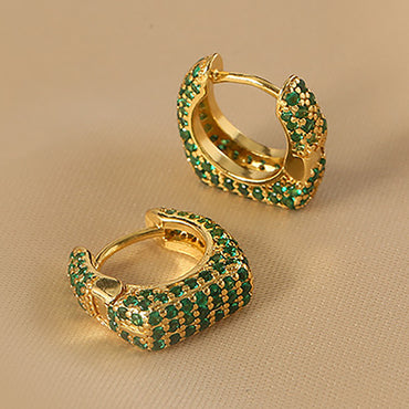 18K Gold Color CZ Hoop Earrings Gift Valentine day KOL Birthday Gift