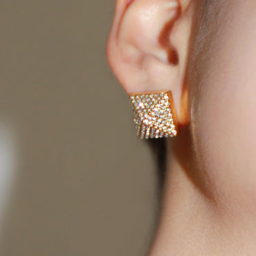 18K Gold Plated CZ Stud Earrings Gift wedding influencer styling KOL / Youtuber / Celebrity / Fashion Icon