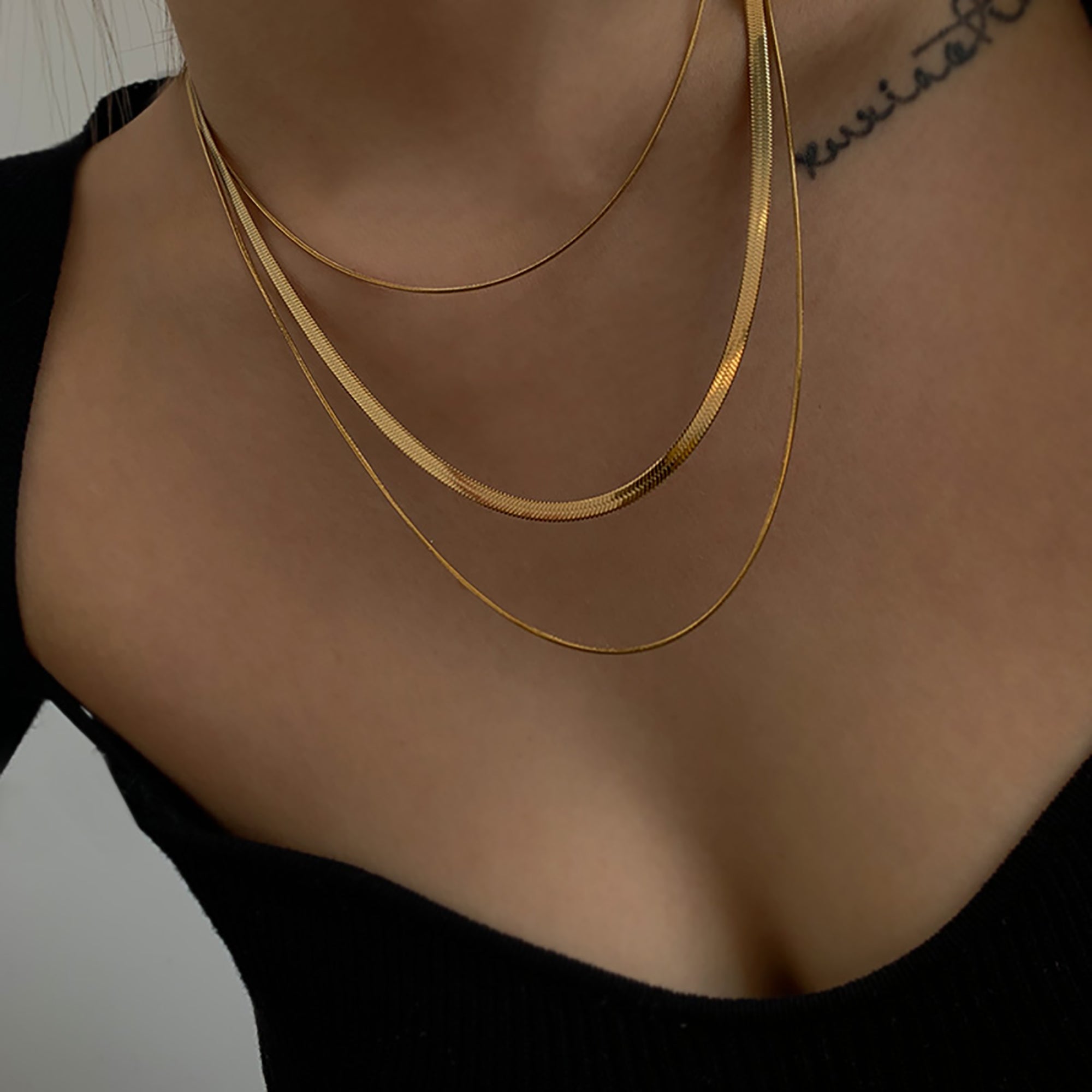 Gold Plated Layered Metal Chain Necklace Gift wedding influencer styling KOL / Youtuber / Celebrity / Fashion Icon picked