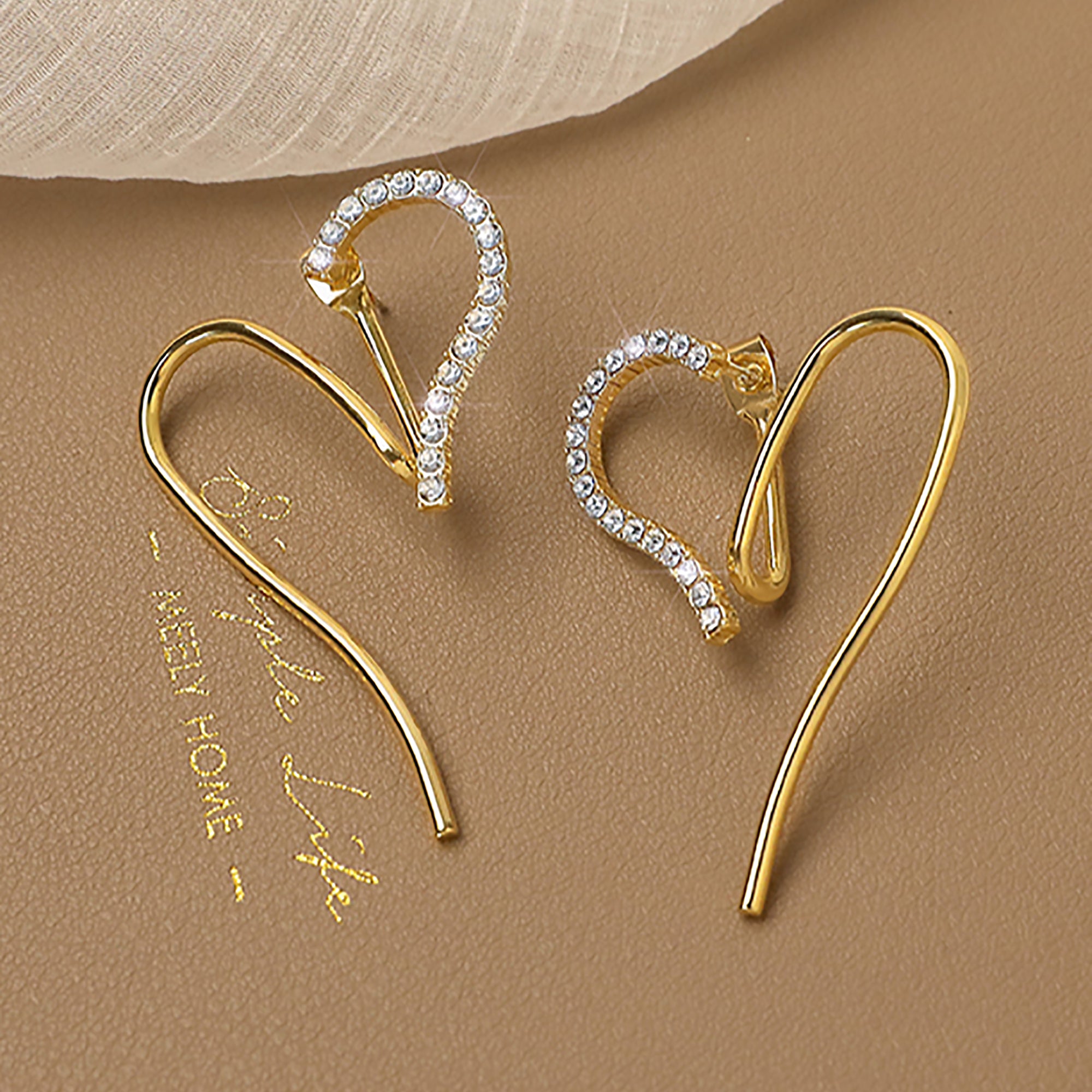 18K Gold Plated CZ Heart Double Side Earrings Gift wedding influencer styling KOL / Youtuber / Celebrity / Fashion Icon picked