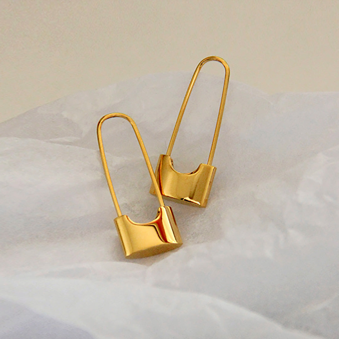 18K Gold Plated Pin Hoop Earrings