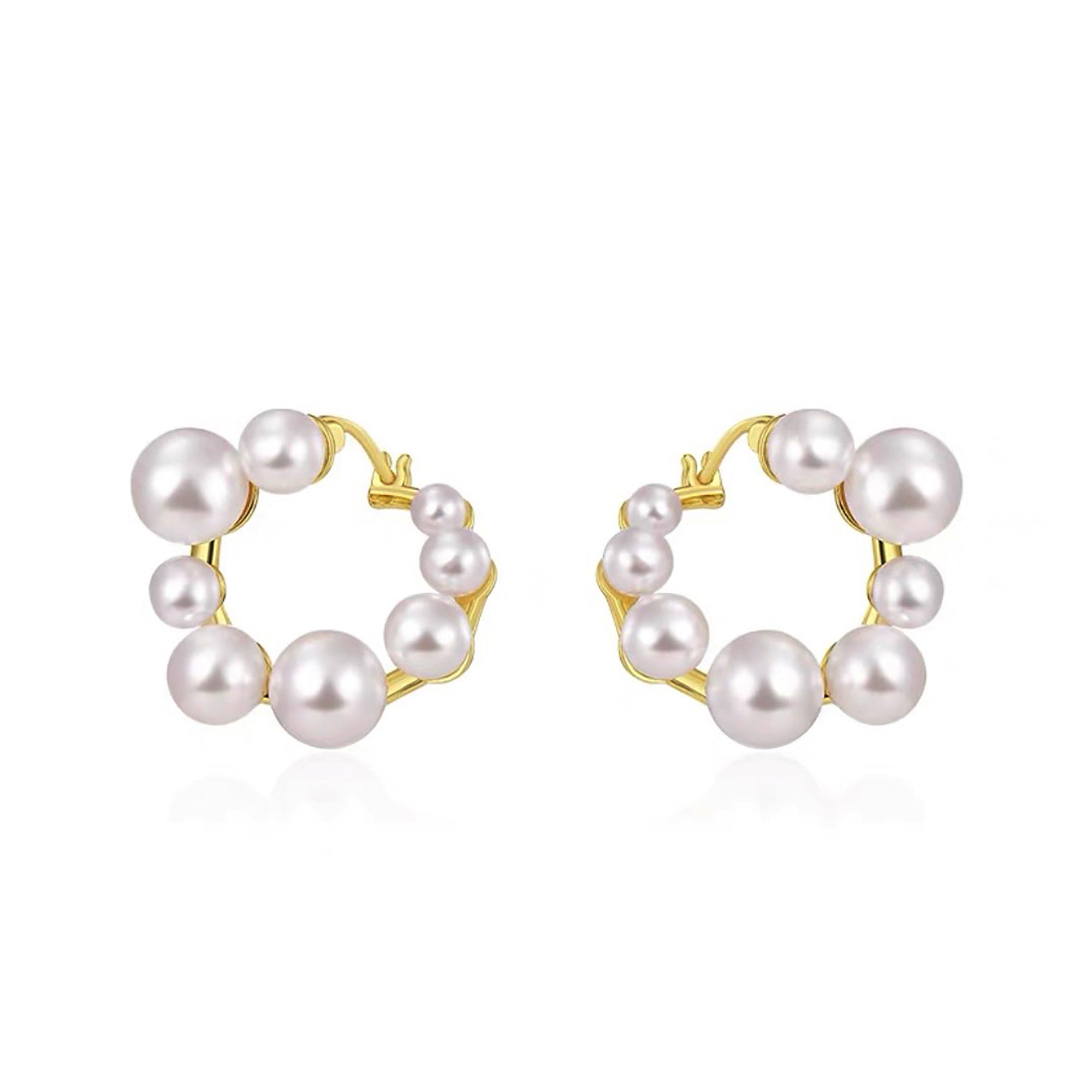 18K Gold Plated w/ Pearl Swirl Hoop Earrings gift holiday