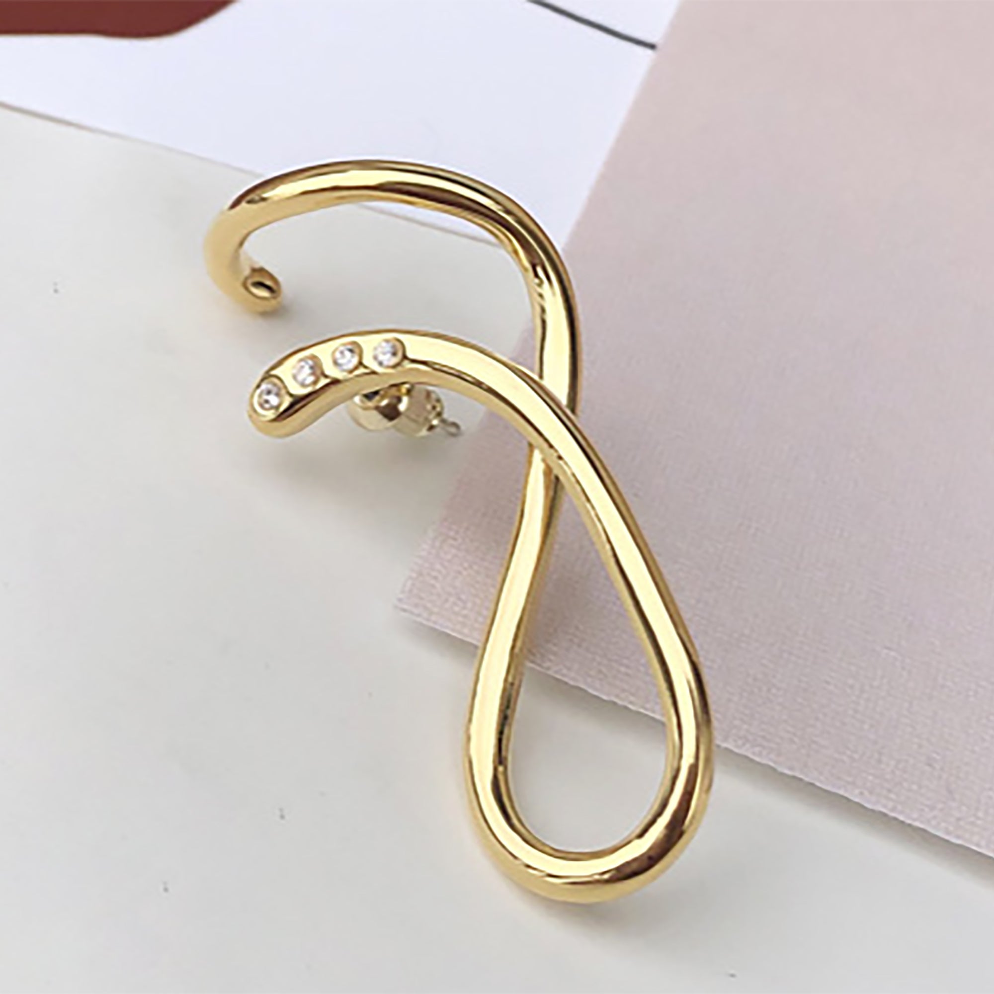 18K Gold Plated w/ CZ Deco Design Suspender Earrings wedding gift KOL influencer birthday