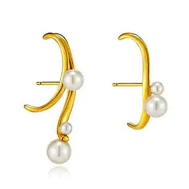 18K Gold Plated w/ Pearl Suspender Earrings Gift wedding influencer styling KOL / Youtuber / Celebrity / Fashion Icon