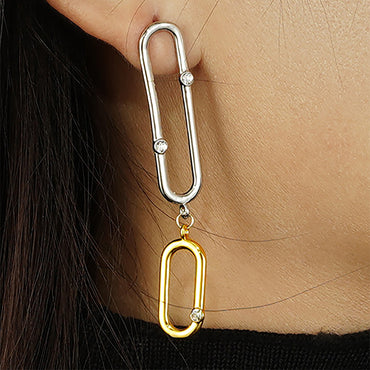 Chunky Oval Metal Link Earrings Influencer gift party wedding