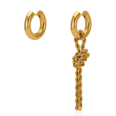18K Gold Plated Hoop Tassels Asymmetry Earrings