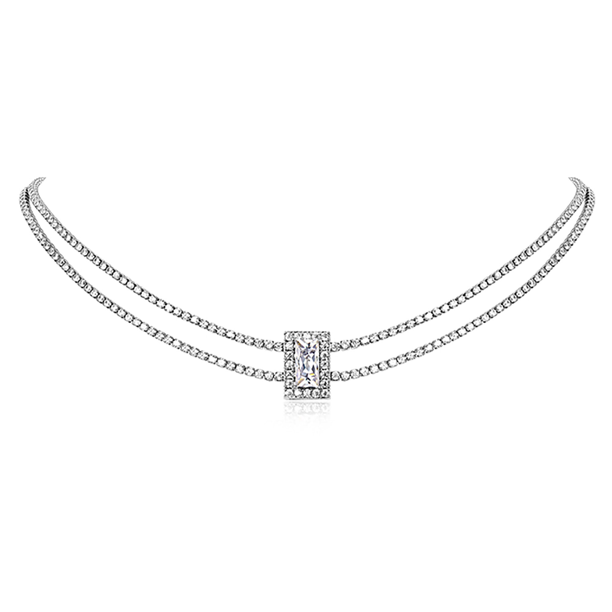 White Gold Plated CZ ChokerNecklace AnChus
