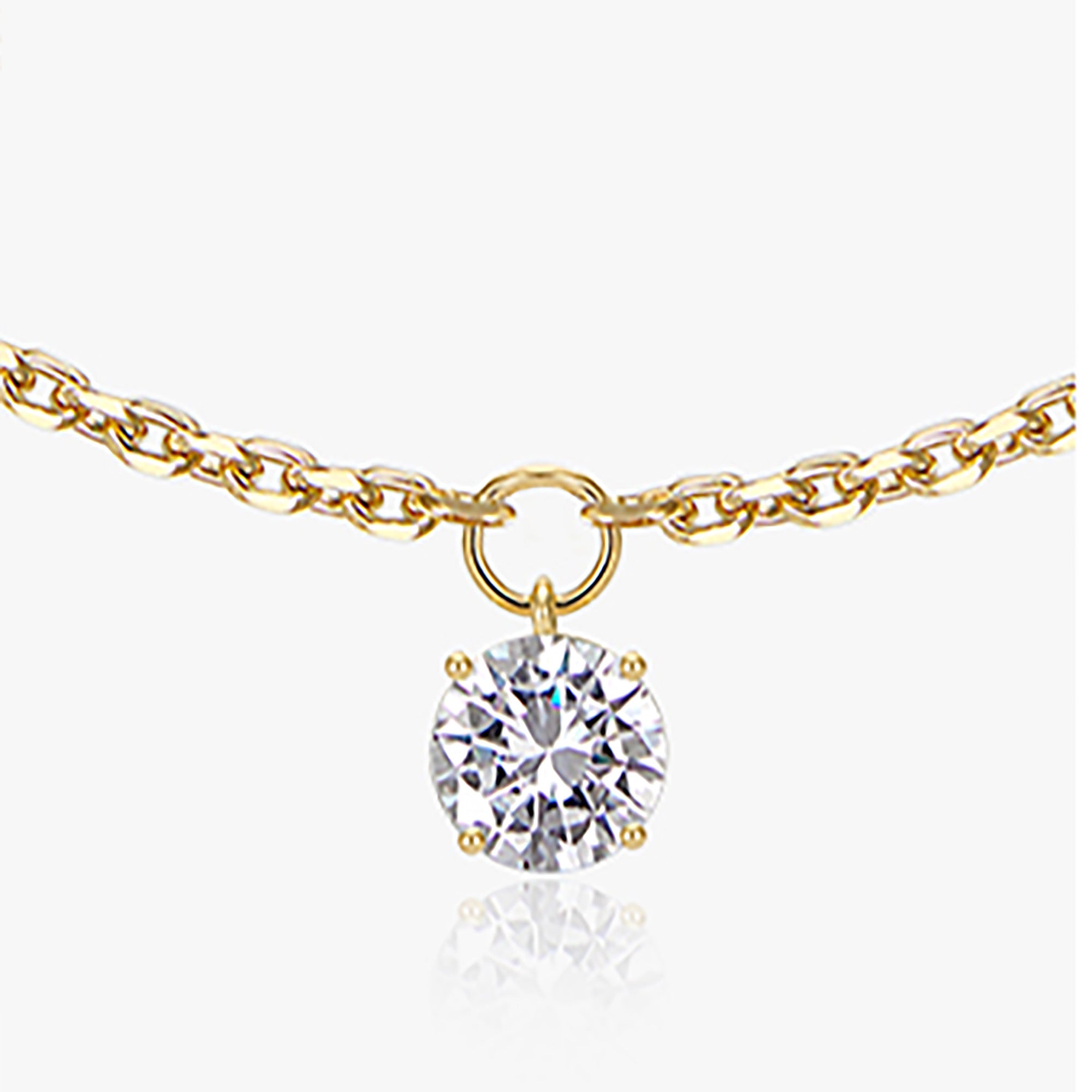 Gold Plated w/ Round CZ Pendant Necklace AnChus