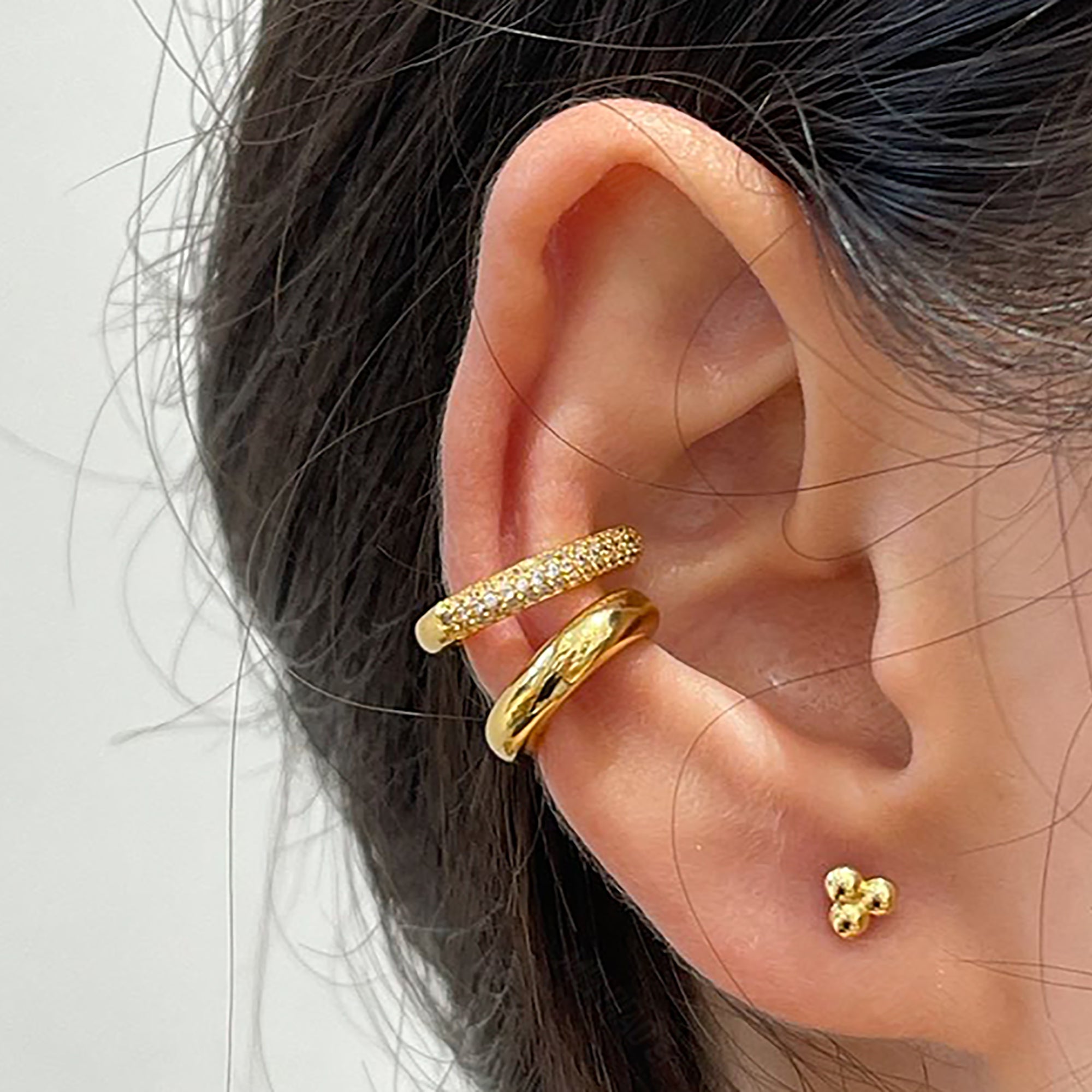18K Gold Plated w/ CZ Ear Cuff / Suspender Earrings