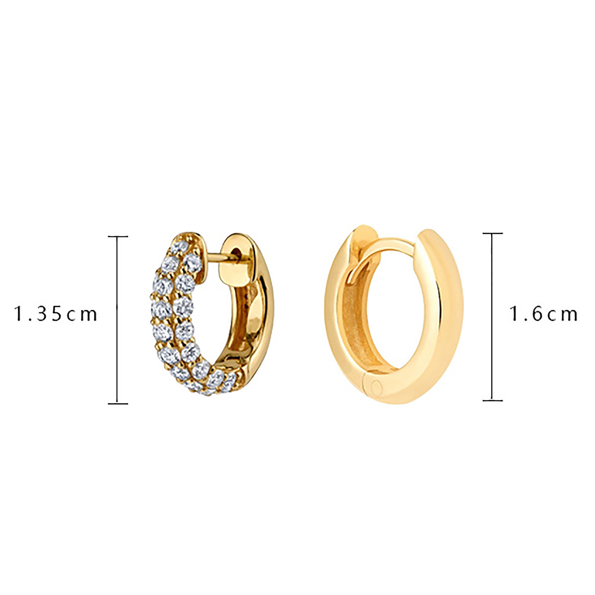 18K Gold Simple CZ Hoop Earrings