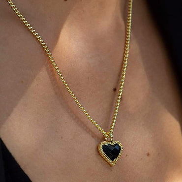 18K Gold Plated Heart Gem Pendant Necklace