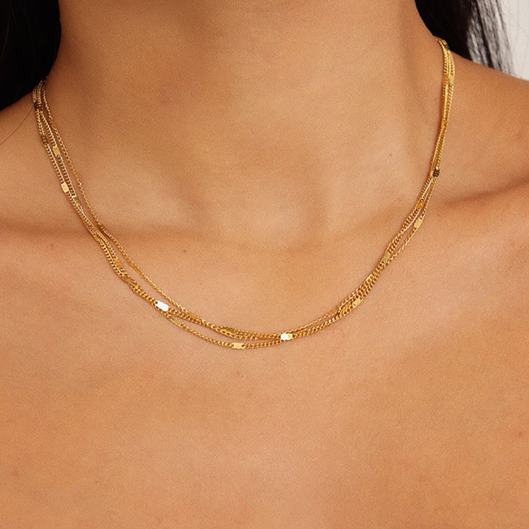 Gold Plated Layered Necklace Valentine Day Gift