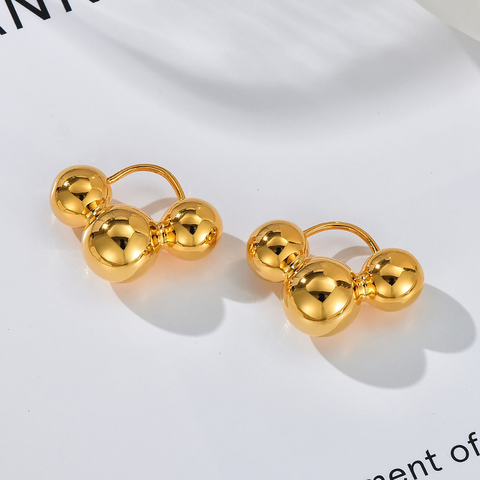 Gold Plated Metal Ball Hoop Earrings Valentine Day Gift