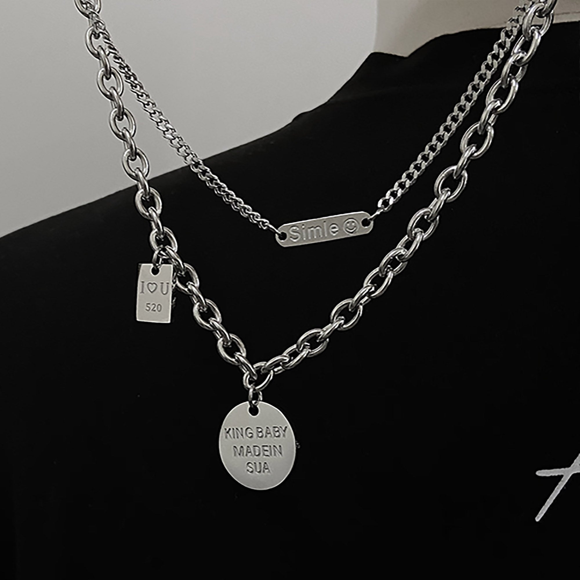 Stainless Steel 48+6cm Layered Necklace Valentine Day Gift KOL / Youtuber / Celebrity / Fashion Icon styling