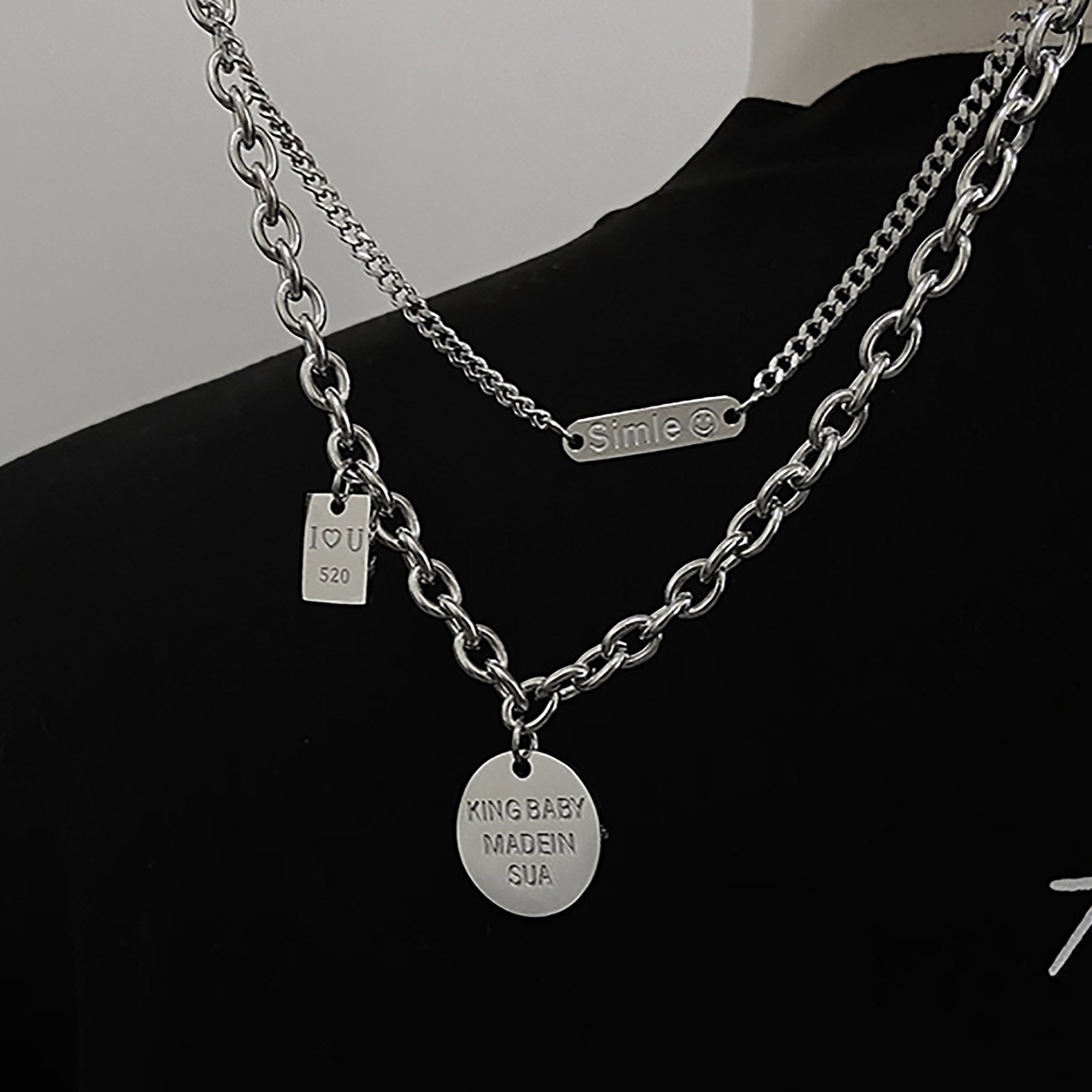 Stainless Steel 48+6cm Layered Necklace Valentine Day Gift KOL / Youtuber / Celebrity / Fashion Icon styling