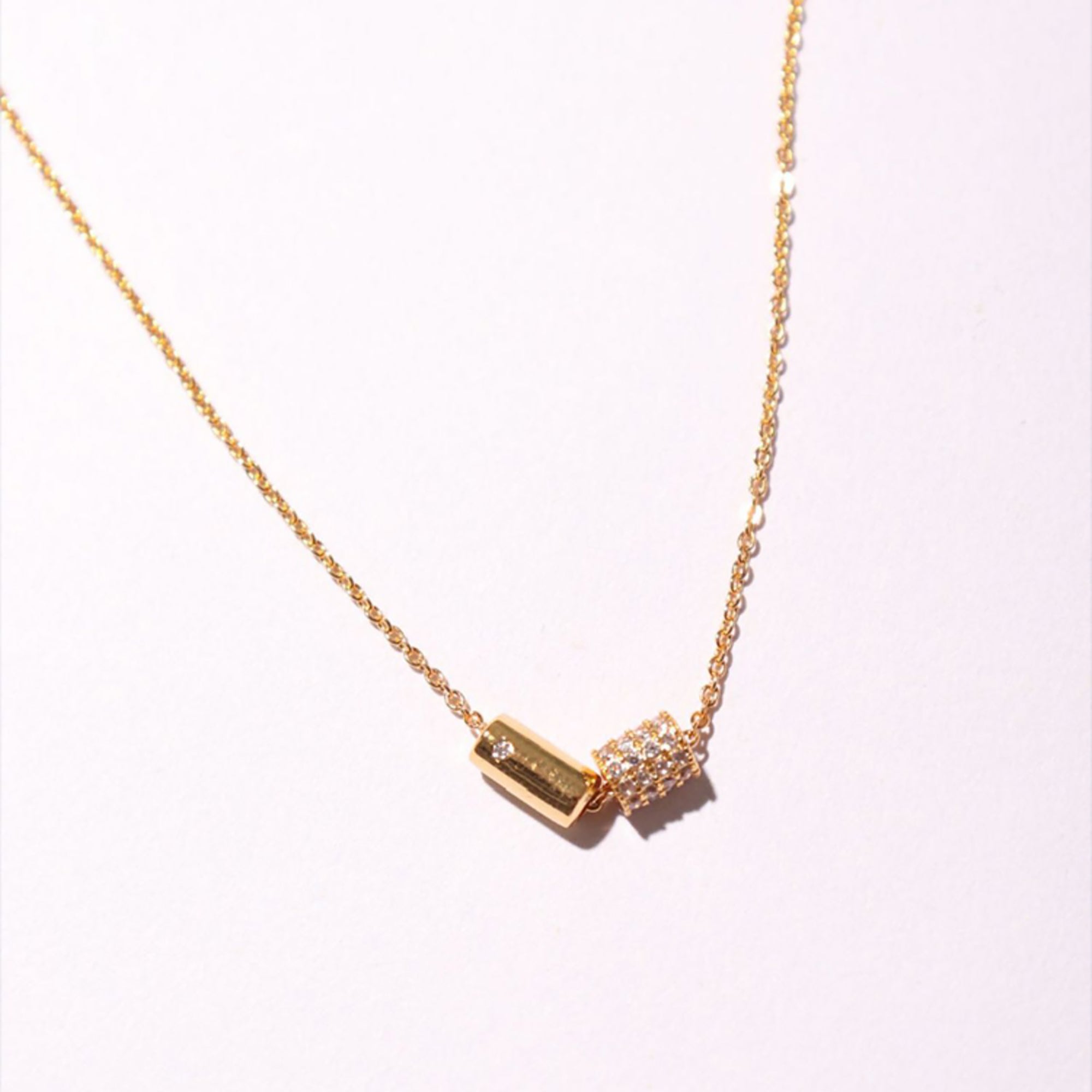 Gold Plated CZ Buckle Necklace Valentine Day Gift