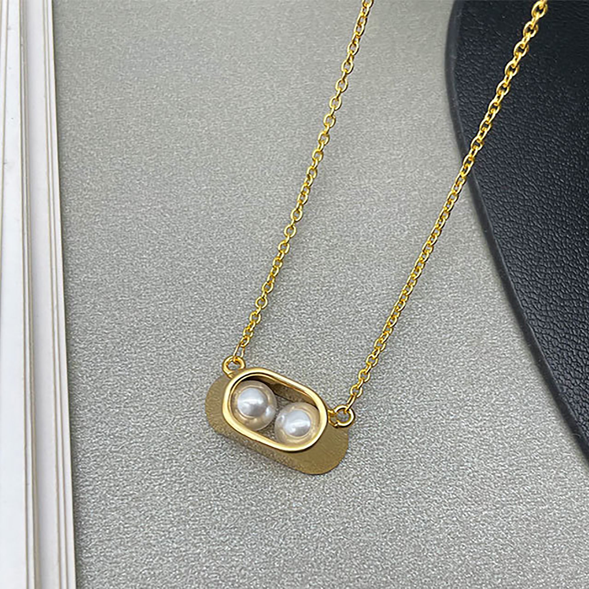 Gold Plated w/ Pearl Pendant Necklace Valentine Day Gift