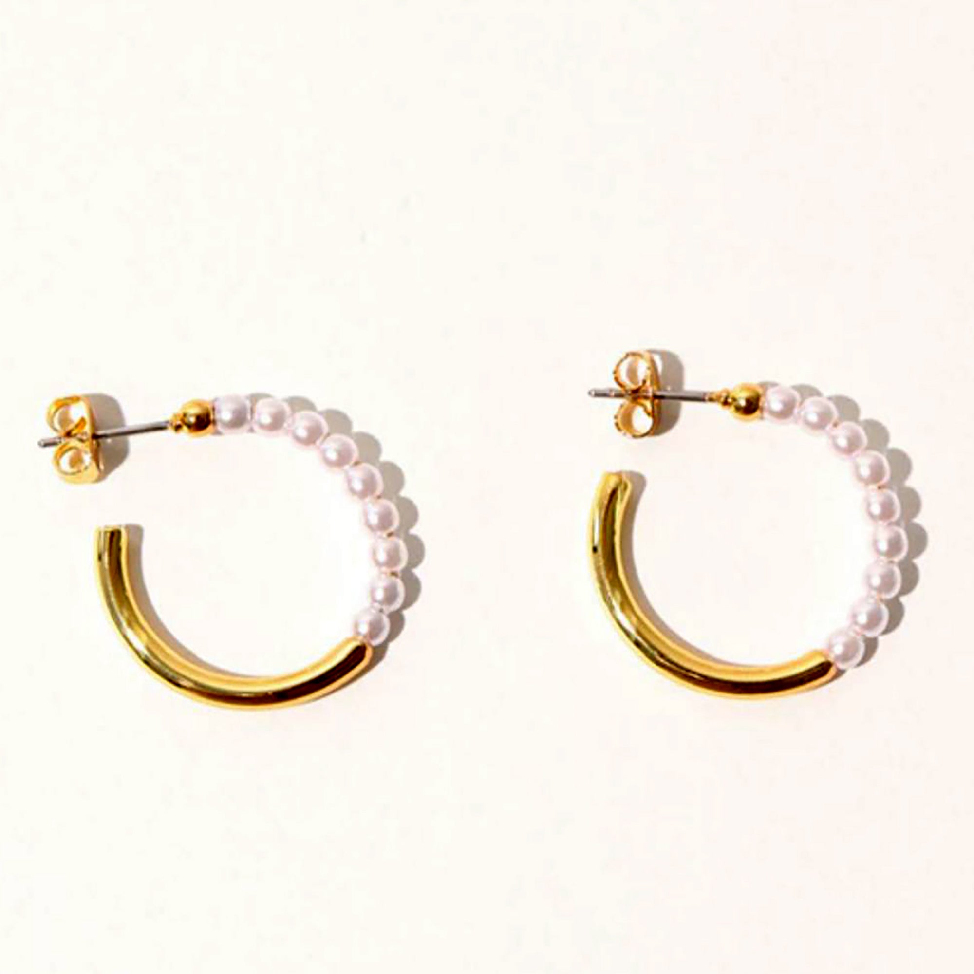 Gold Plated Pearl Hoop Earrings Valentine Day Gift