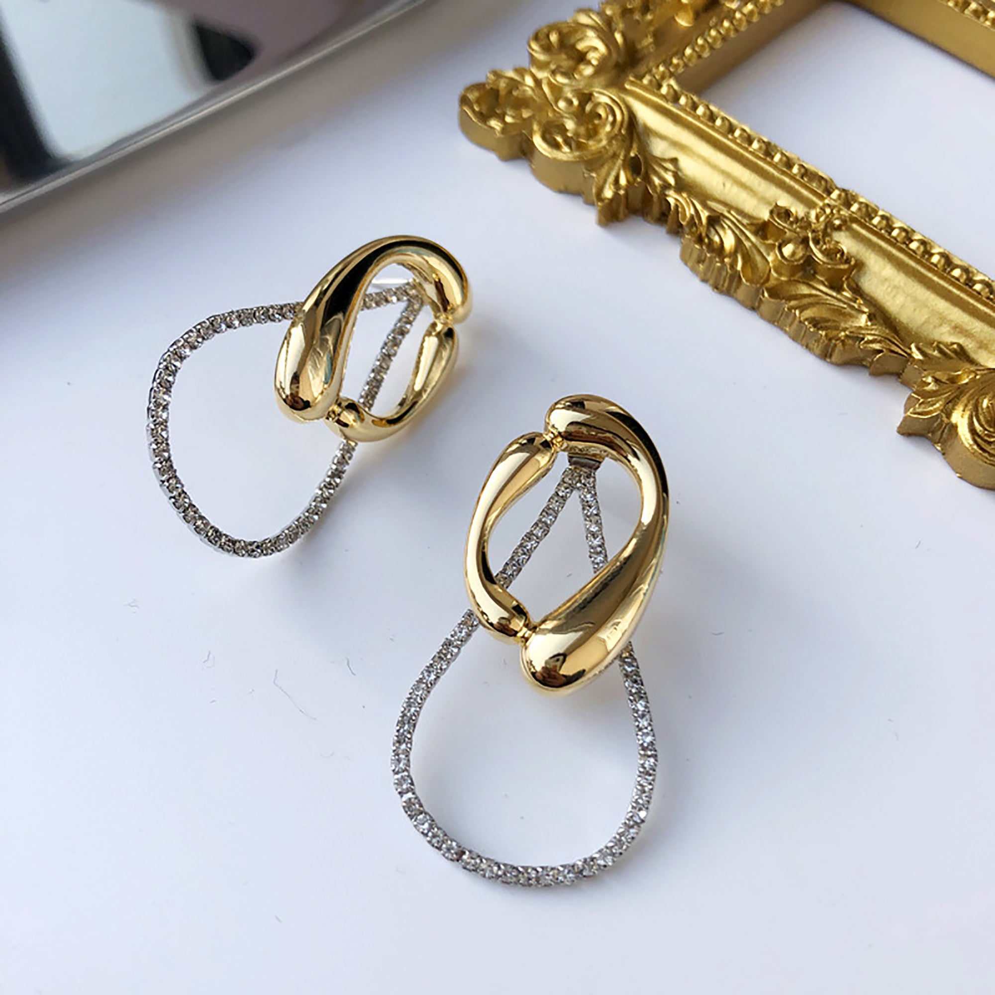 Gold Plated Hoop w/ CZ Designer Earrings Valentine Day Gift birthday party anniversary
