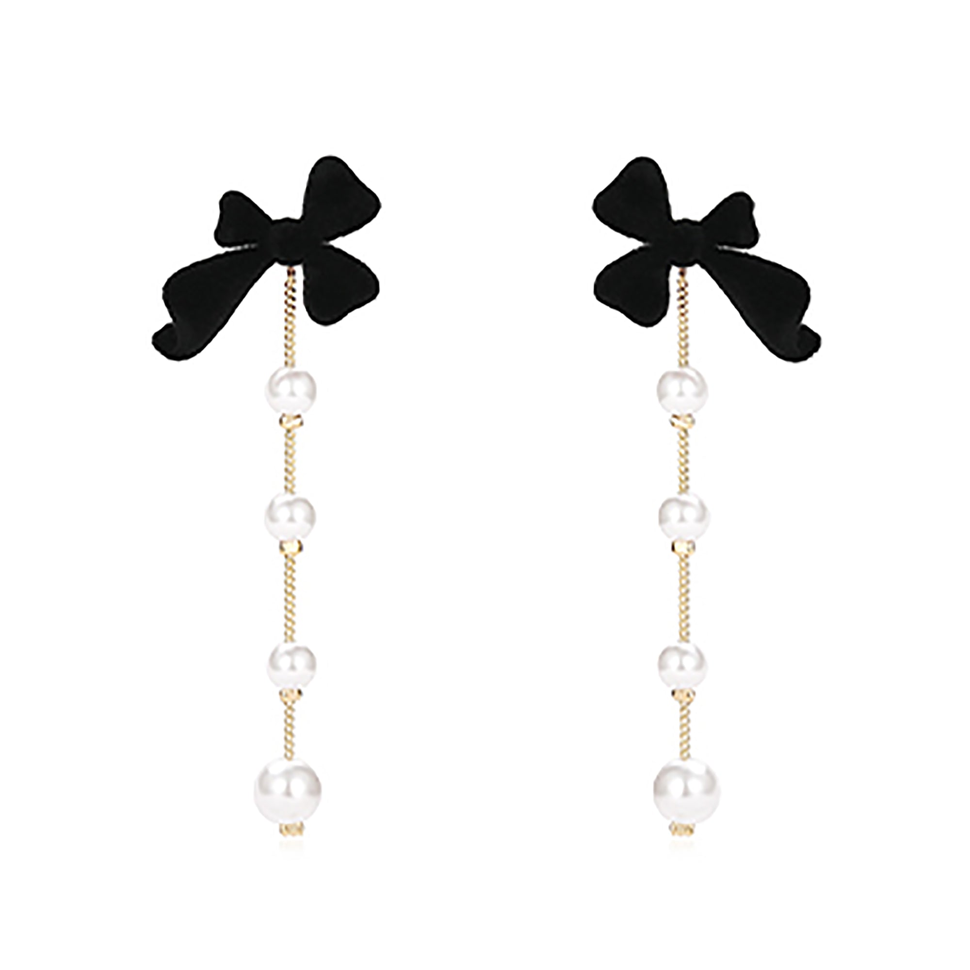 Ribbon Bow Pearl Link Earrings Valentine Day Gift birthday party anniversary