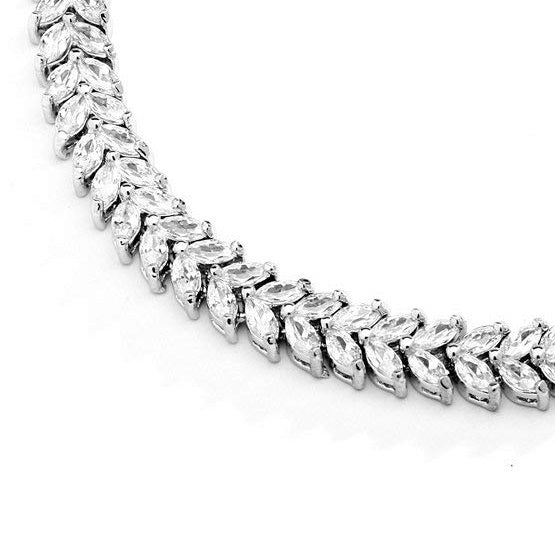 (Customized) AnChus Silver Platinum w 0.25" Laurel Cubic Zirconia Bracelet