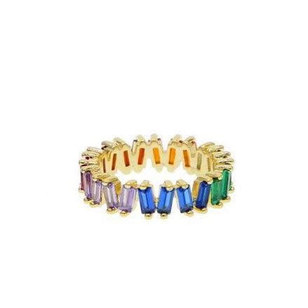 Colored CZ Baguette Band Ring