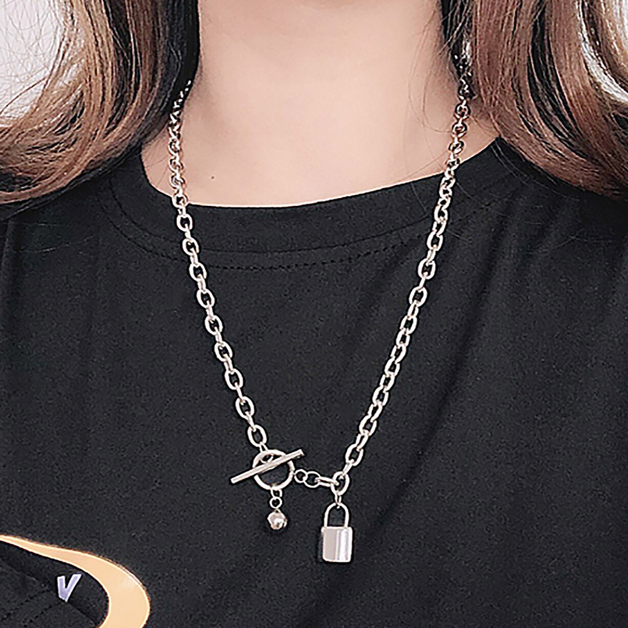 Stainless Steel 51cm Lock w/ Buckle Layered Necklace Valentine Day Gift KOL / Youtuber / Celebrity / Fashion Icon styling
