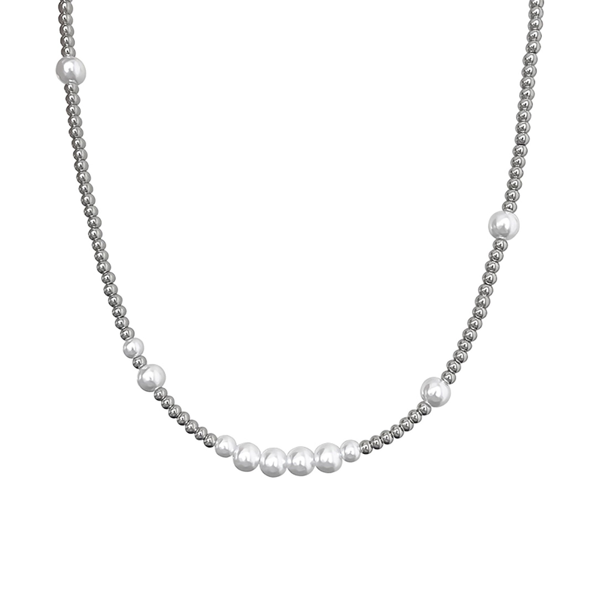 Stainless Steel Ball w/ Pearl Necklace Valentine Day Gift KOL / Youtuber / Celebrity / Fashion Icon styling