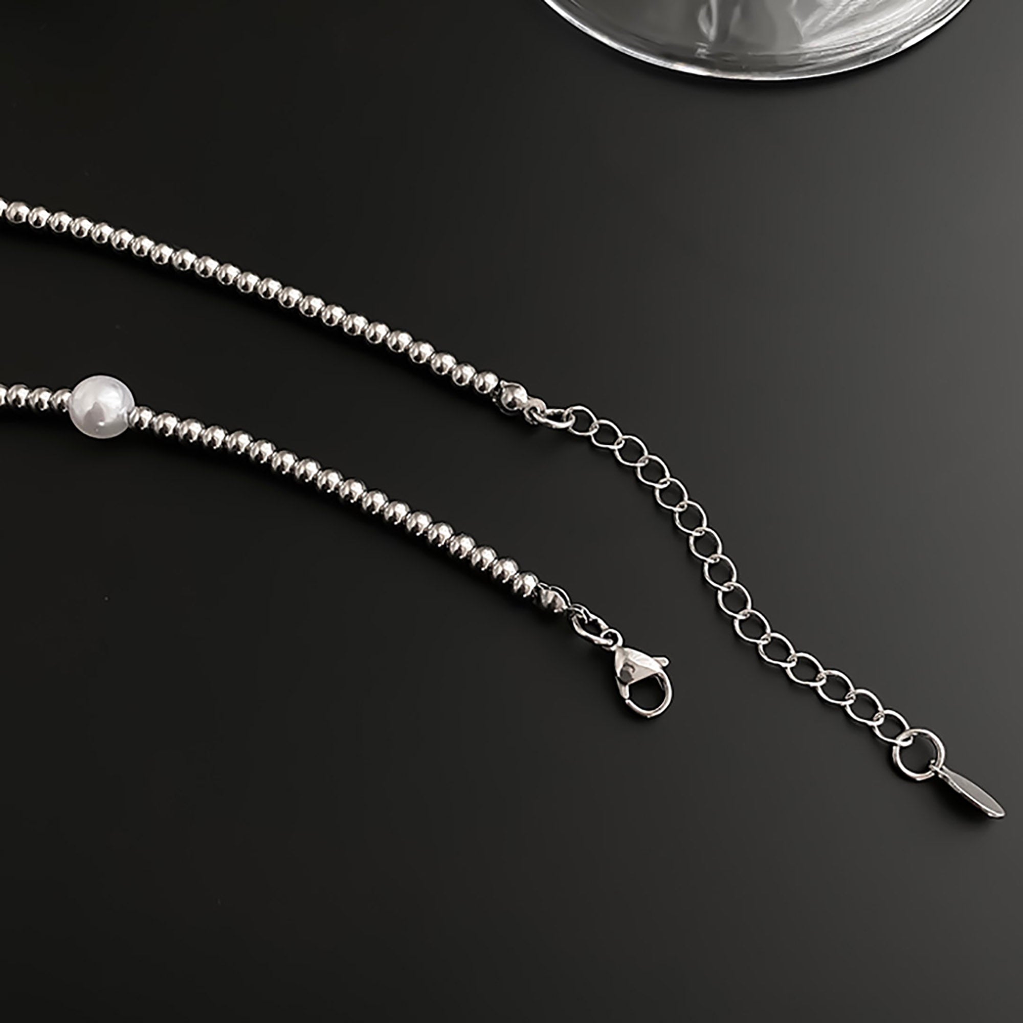 Stainless Steel Ball w/ Pearl Necklace Valentine Day Gift KOL / Youtuber / Celebrity / Fashion Icon styling