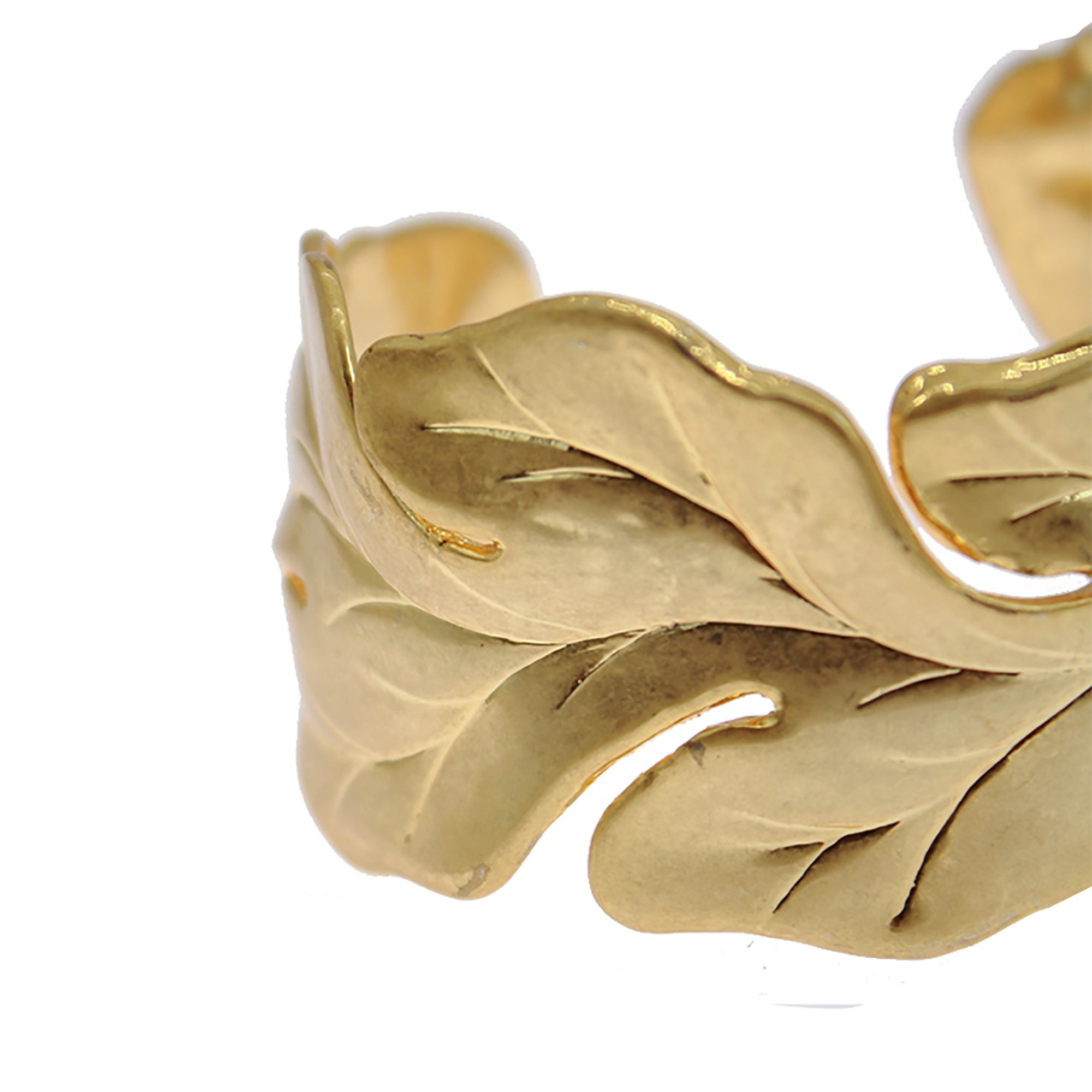 Gold Plated Leaf Cuff Bracelet Gift Wedding diamond Birthday Valentine Holiday Season KOL Influencer anniversay