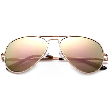 Oversized - 60mm Rose Pink Gold Aviator Sunglasses Classic Vintage Mirror Lens Glasses