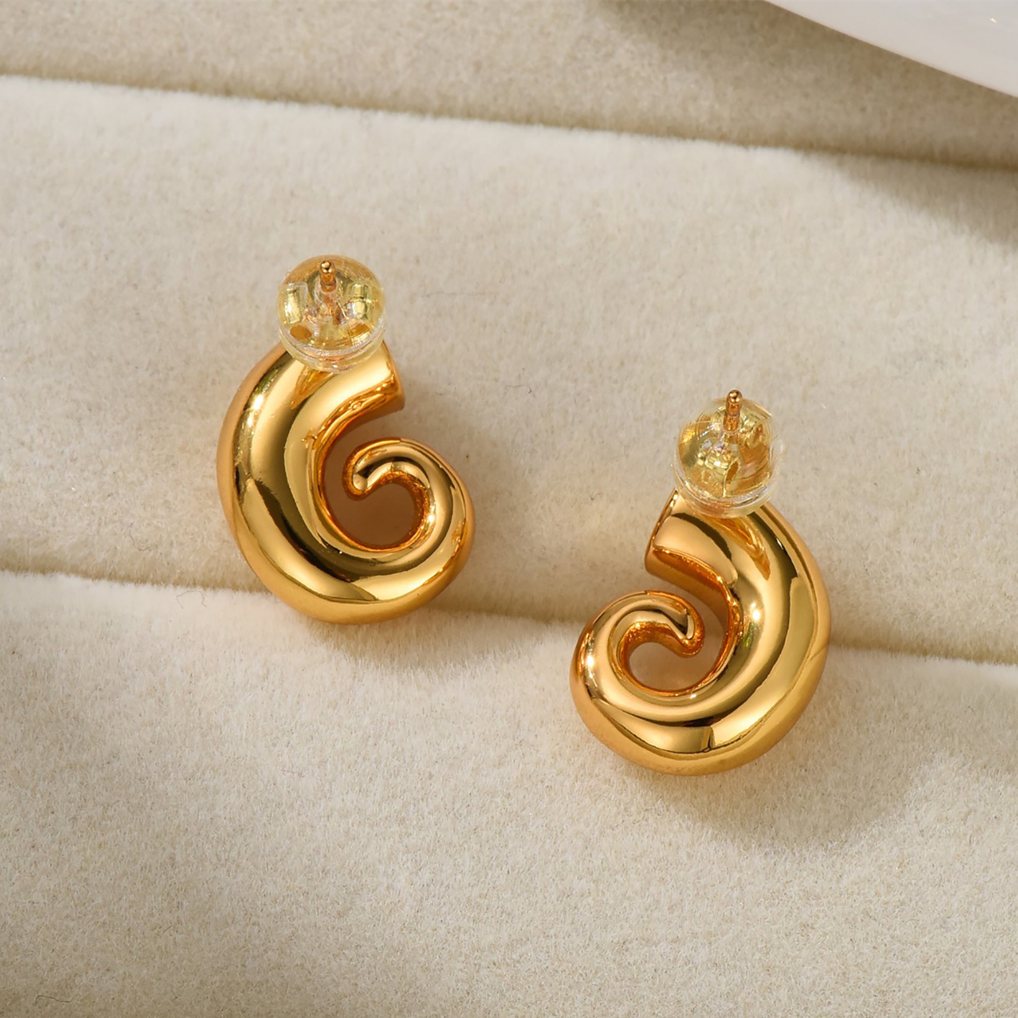 Gold Plated Swirl Earrings Valentine Day Gift Mother's Day wedding fashion show Active
