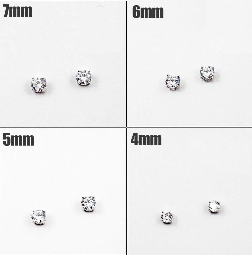 (CZ) AnChus 7mm Round CZ Stud Earrings