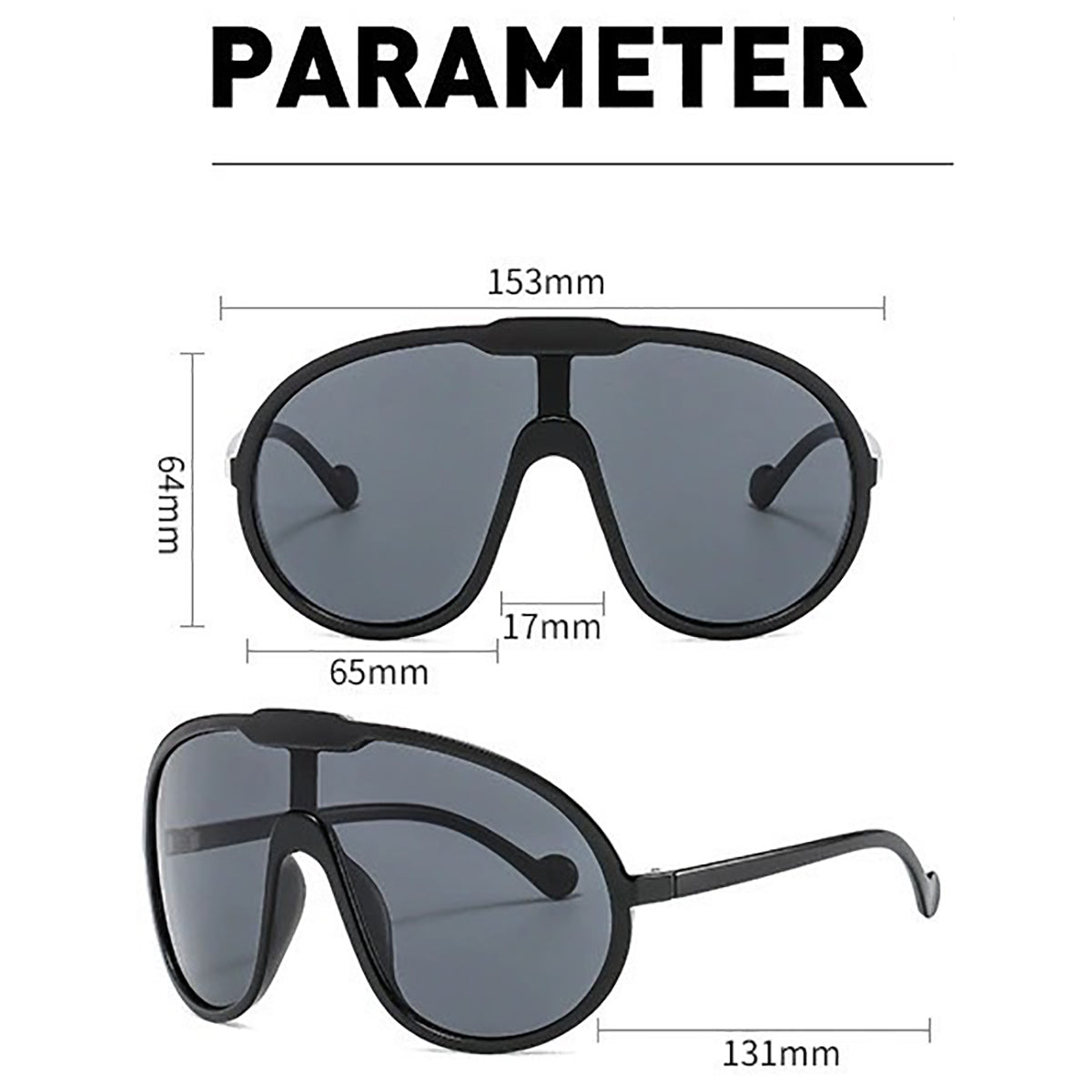 Unisex Oversized 65mm Sunglasses Aviator