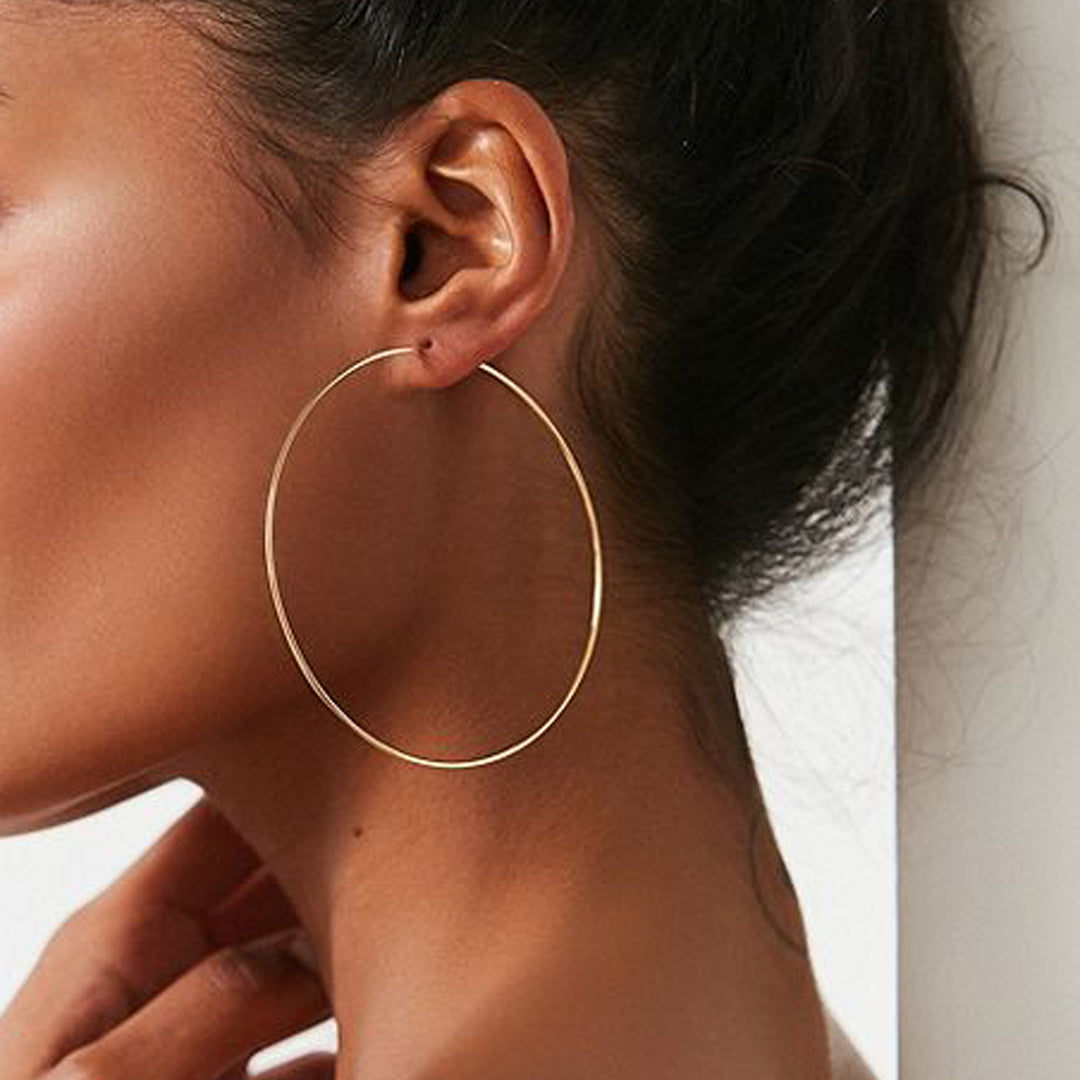 (3") Gold Plated Hoop Earrings