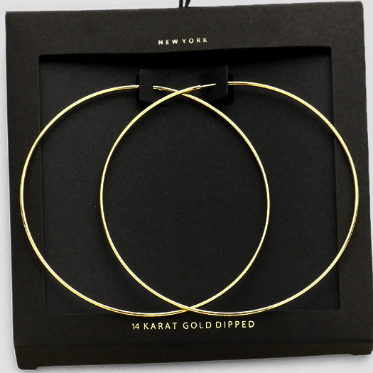 (3") Gold Plated Hoop Earrings
