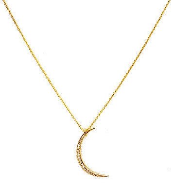 14K Gold Dipped CZ Moon Necklace