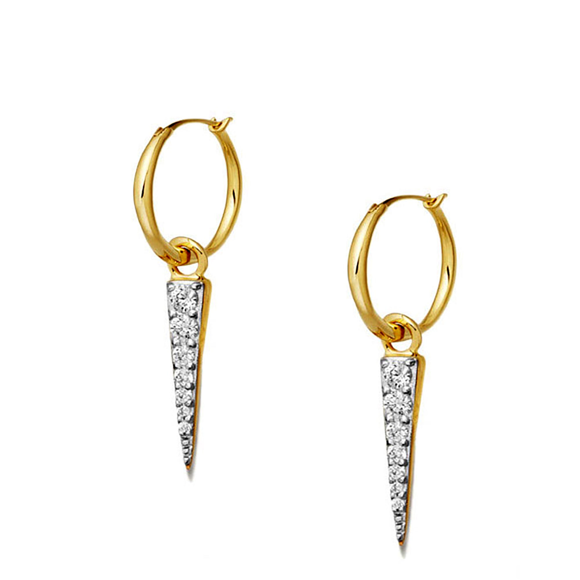 18K Gold Plated Hoop w/ CZ Spike Earrings