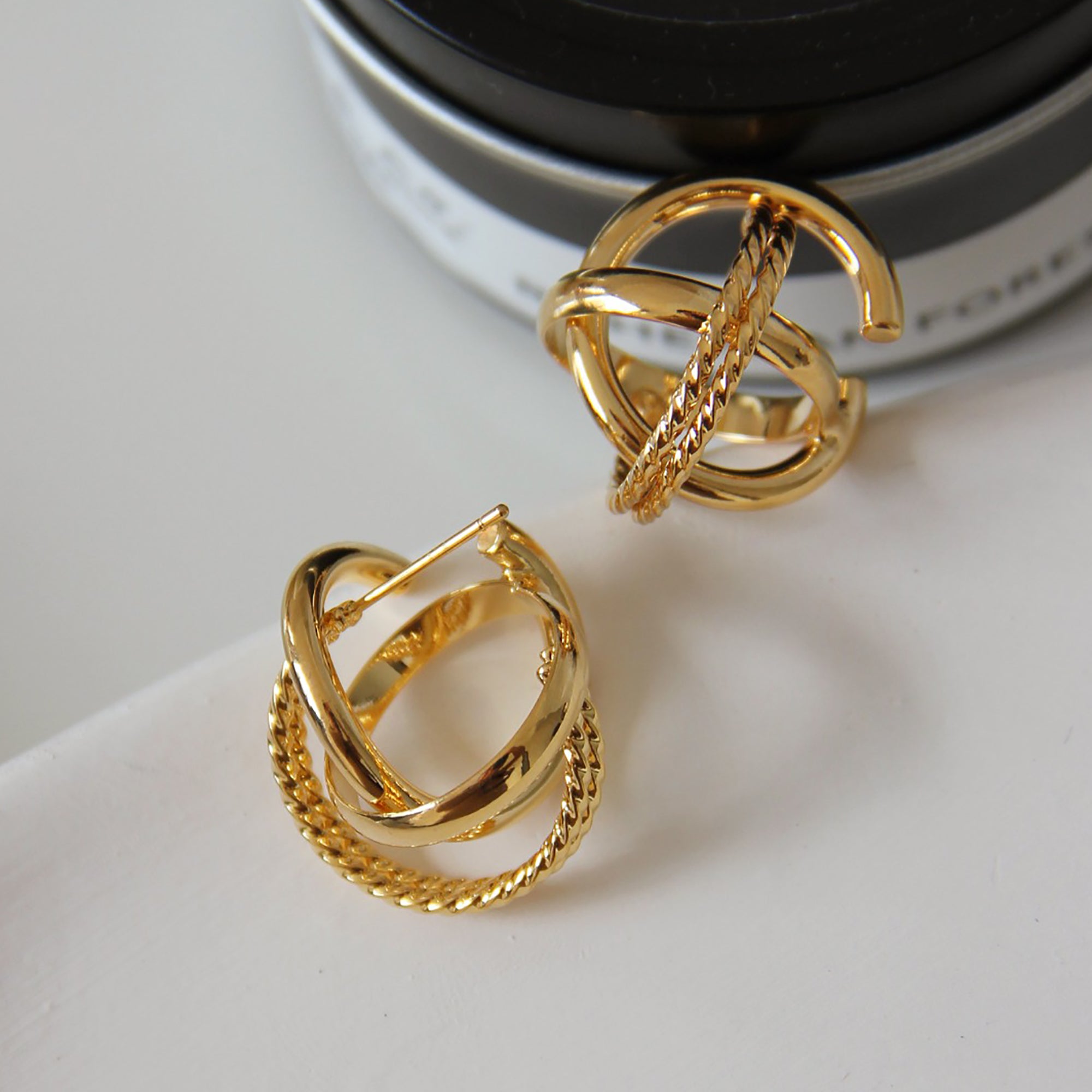 18K Gold Plated Deco Stud Earrings Gift wedding influencer styling KOL / Youtuber / Celebrity / Fashion Icon