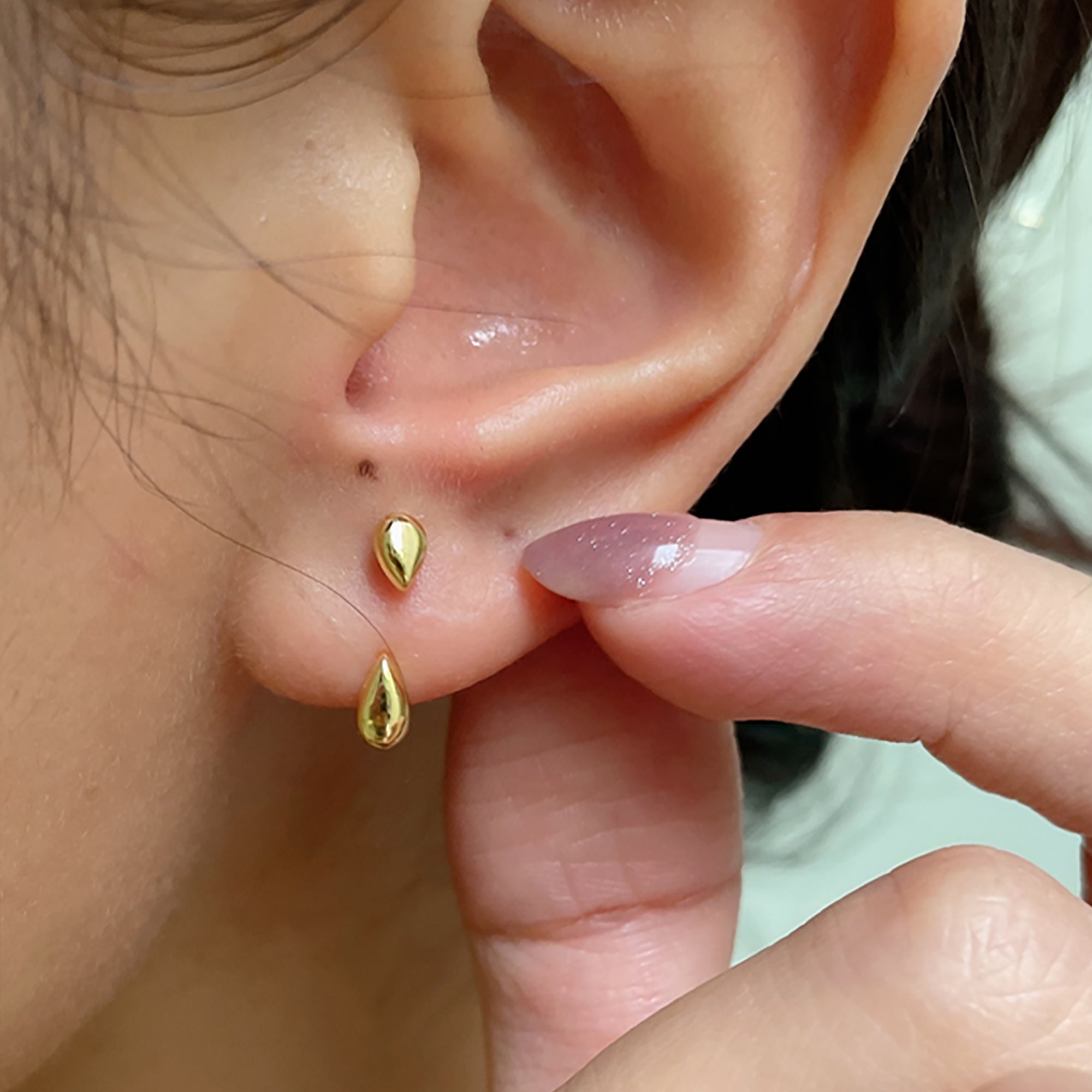 18K Gold Tear Double Side Earrings Ear Cuff Gift Valentine day KOL Birthday Gift