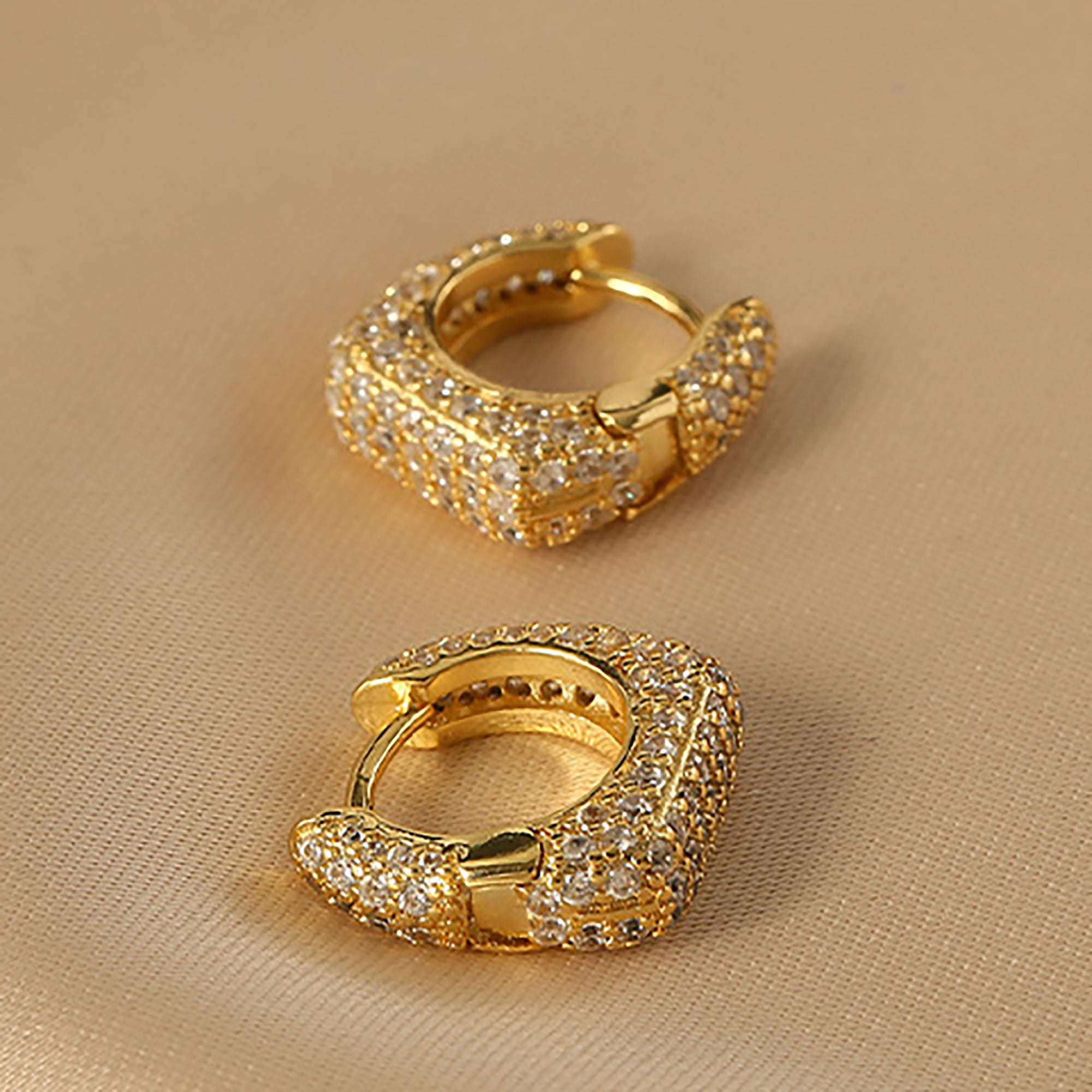 18K Gold Color CZ Hoop Earrings Gift Valentine day KOL Birthday Gift